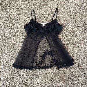 Victoria's Secret Black Sheer Lace Chemise